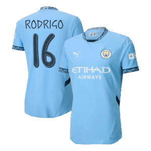 RODRIGO #16 Manchester City Home Authentic Soccer Jersey 2024/25 – UCL