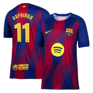 RAPHINHA #11 Barcelona Home Soccer Jersey 2025/26 -UCL